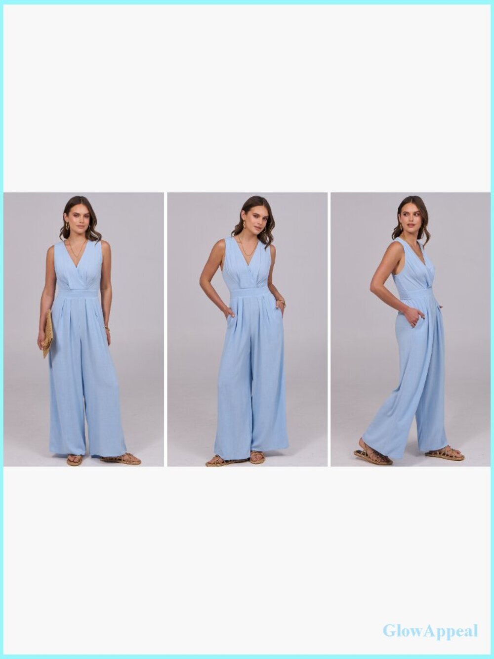 Sleeveless V Neck Jumpsuit Romper Summer Outfits Dressy Casual - Picture 7 of 7